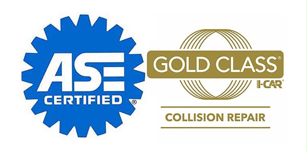 ASE Certified and I-CAR Gold Class Collision Repair badges